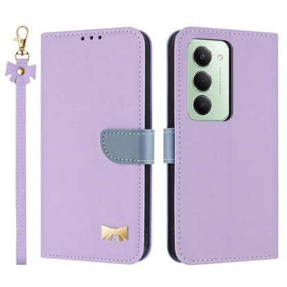 Metal Bow Leather Phone Case with Hand Strap, For Redmi 15a 5G Global, For Redmi Turbo 5 Max 5G / Poco X8 Pro Max 5G, For Redmi Turbo 5 5G / Poco X8 Pro 5G, For Redmi K90 Pro Max / Poco F8 Ultra, For Redmi Note 15 Pro 4G Global 163.2mm                 ...