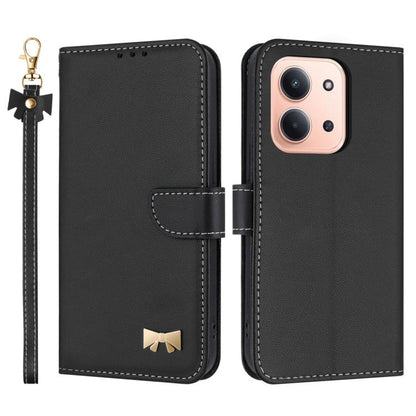 Metal Bow Leather Phone Case with Hand Strap, For Redmi 15a 5G Global, For Redmi Turbo 5 Max 5G / Poco X8 Pro Max 5G, For Redmi Turbo 5 5G / Poco X8 Pro 5G, For Redmi K90 Pro Max / Poco F8 Ultra, For Redmi Note 15 Pro 4G Global 163.2mm                 ...