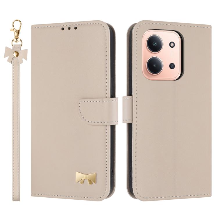 Metal Bow Leather Phone Case with Hand Strap, For Redmi 15a 5G Global, For Redmi Turbo 5 Max 5G / Poco X8 Pro Max 5G, For Redmi Turbo 5 5G / Poco X8 Pro 5G, For Redmi K90 Pro Max / Poco F8 Ultra, For Redmi Note 15 Pro 4G Global 163.2mm                 ...