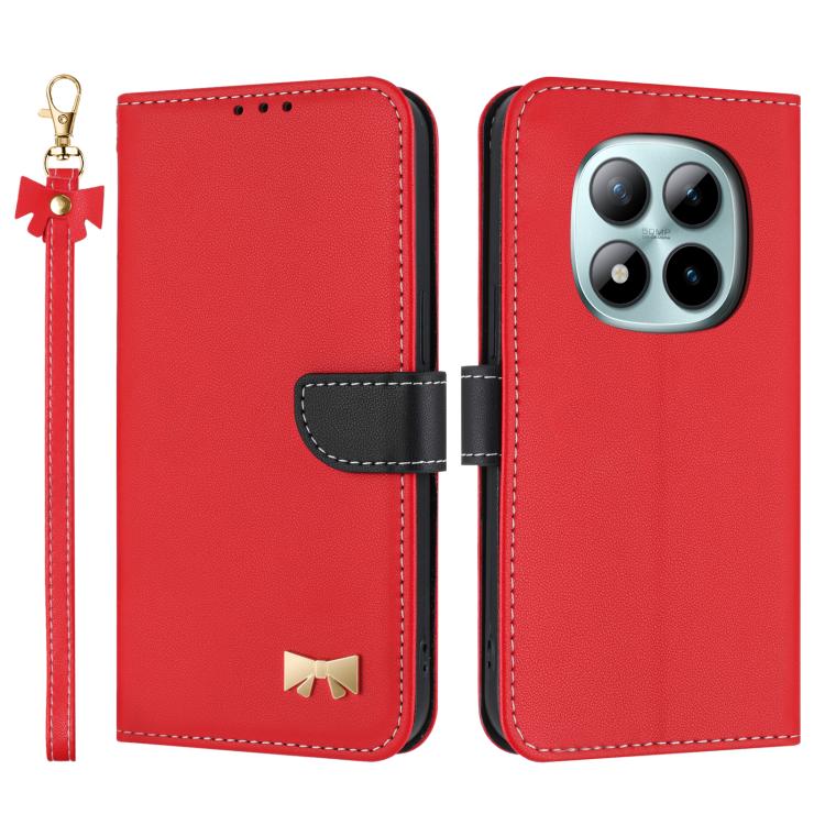Metal Bow Leather Phone Case with Hand Strap, For Redmi 15a 5G Global, For Redmi Turbo 5 Max 5G / Poco X8 Pro Max 5G, For Redmi Turbo 5 5G / Poco X8 Pro 5G, For Redmi K90 Pro Max / Poco F8 Ultra, For Redmi Note 15 Pro 4G Global 163.2mm                 ...