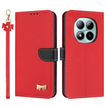 Metal Bow Leather Phone Case with Hand Strap, For Redmi 15a 5G Global, For Redmi Turbo 5 Max 5G / Poco X8 Pro Max 5G, For Redmi Turbo 5 5G / Poco X8 Pro 5G, For Redmi K90 Pro Max / Poco F8 Ultra, For Redmi Note 15 Pro 4G Global 163.2mm                 ...