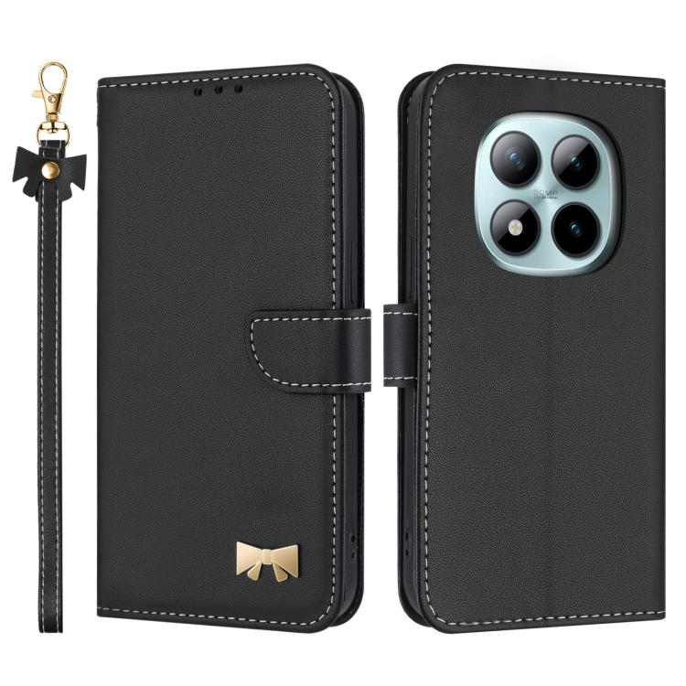 Metal Bow Leather Phone Case with Hand Strap, For Redmi 15a 5G Global, For Redmi Turbo 5 Max 5G / Poco X8 Pro Max 5G, For Redmi Turbo 5 5G / Poco X8 Pro 5G, For Redmi K90 Pro Max / Poco F8 Ultra, For Redmi Note 15 Pro 4G Global 163.2mm                 ...