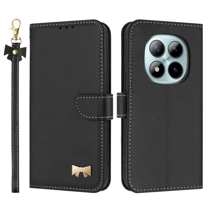 Metal Bow Leather Phone Case with Hand Strap, For Redmi 15a 5G Global, For Redmi Turbo 5 Max 5G / Poco X8 Pro Max 5G, For Redmi Turbo 5 5G / Poco X8 Pro 5G, For Redmi K90 Pro Max / Poco F8 Ultra, For Redmi Note 15 Pro 4G Global 163.2mm                 ...