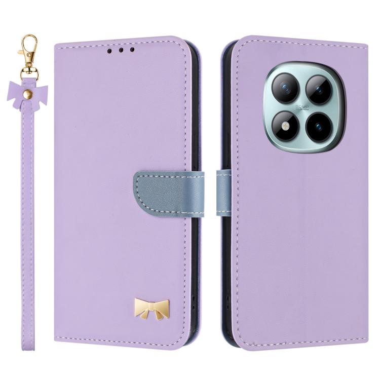 Metal Bow Leather Phone Case with Hand Strap, For Redmi 15a 5G Global, For Redmi Turbo 5 Max 5G / Poco X8 Pro Max 5G, For Redmi Turbo 5 5G / Poco X8 Pro 5G, For Redmi K90 Pro Max / Poco F8 Ultra, For Redmi Note 15 Pro 4G Global 163.2mm                 ...