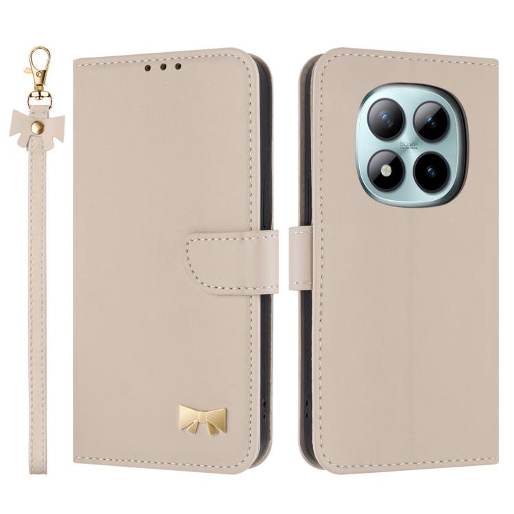 Metal Bow Leather Phone Case with Hand Strap, For Redmi 15a 5G Global, For Redmi Turbo 5 Max 5G / Poco X8 Pro Max 5G, For Redmi Turbo 5 5G / Poco X8 Pro 5G, For Redmi K90 Pro Max / Poco F8 Ultra, For Redmi Note 15 Pro 4G Global 163.2mm                 ...