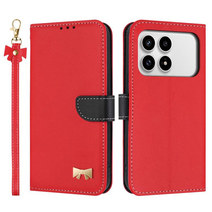 Metal Bow Leather Phone Case with Hand Strap, For Redmi 15a 5G Global, For Redmi Turbo 5 Max 5G / Poco X8 Pro Max 5G, For Redmi Turbo 5 5G / Poco X8 Pro 5G, For Redmi K90 Pro Max / Poco F8 Ultra, For Redmi Note 15 Pro 4G Global 163.2mm                 ...