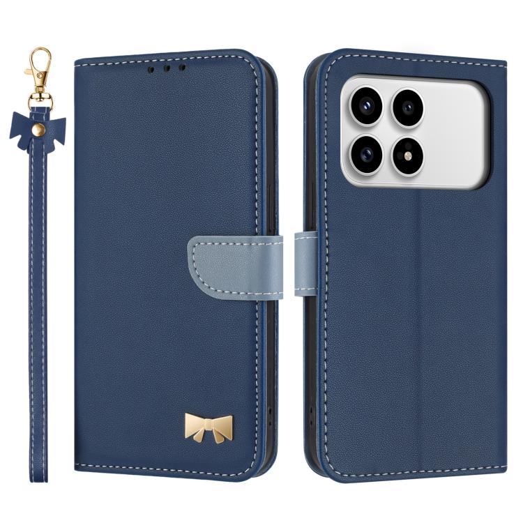 Metal Bow Leather Phone Case with Hand Strap, For Redmi 15a 5G Global, For Redmi Turbo 5 Max 5G / Poco X8 Pro Max 5G, For Redmi Turbo 5 5G / Poco X8 Pro 5G, For Redmi K90 Pro Max / Poco F8 Ultra, For Redmi Note 15 Pro 4G Global 163.2mm                 ...