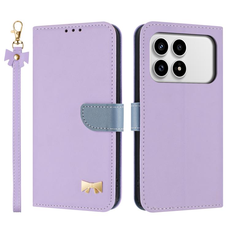 Metal Bow Leather Phone Case with Hand Strap, For Redmi 15a 5G Global, For Redmi Turbo 5 Max 5G / Poco X8 Pro Max 5G, For Redmi Turbo 5 5G / Poco X8 Pro 5G, For Redmi K90 Pro Max / Poco F8 Ultra, For Redmi Note 15 Pro 4G Global 163.2mm                 ...