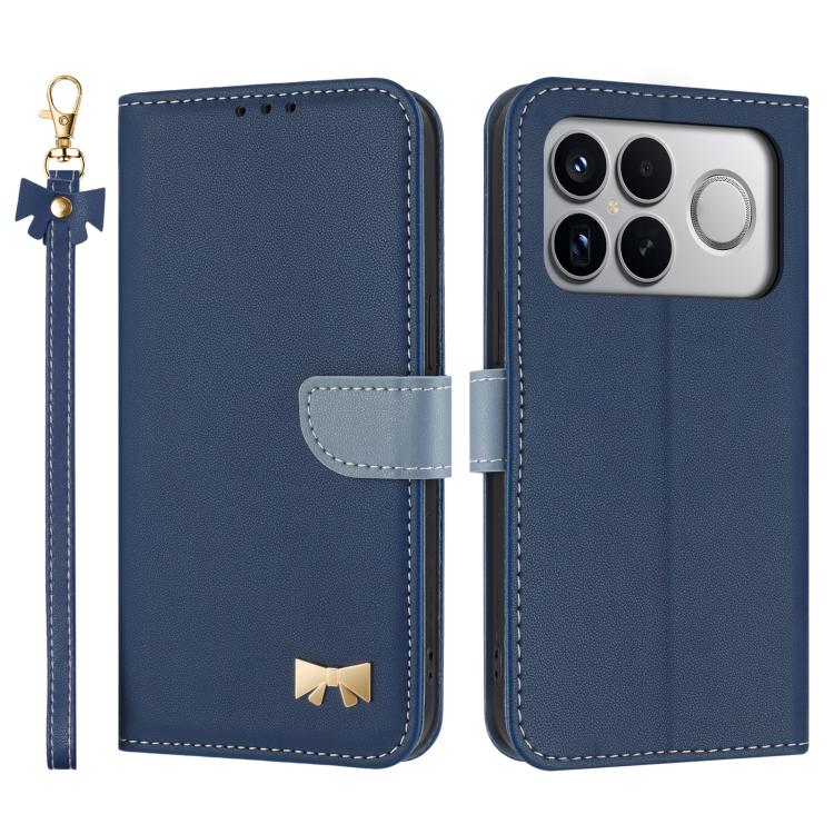 Metal Bow Leather Phone Case with Hand Strap, For Redmi 15a 5G Global, For Redmi Turbo 5 Max 5G / Poco X8 Pro Max 5G, For Redmi Turbo 5 5G / Poco X8 Pro 5G, For Redmi K90 Pro Max / Poco F8 Ultra, For Redmi Note 15 Pro 4G Global 163.2mm                 ...