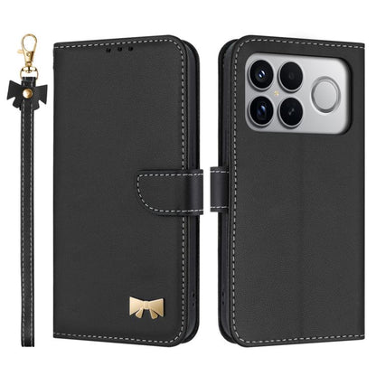 Metal Bow Leather Phone Case with Hand Strap, For Redmi 15a 5G Global, For Redmi Turbo 5 Max 5G / Poco X8 Pro Max 5G, For Redmi Turbo 5 5G / Poco X8 Pro 5G, For Redmi K90 Pro Max / Poco F8 Ultra, For Redmi Note 15 Pro 4G Global 163.2mm                 ...