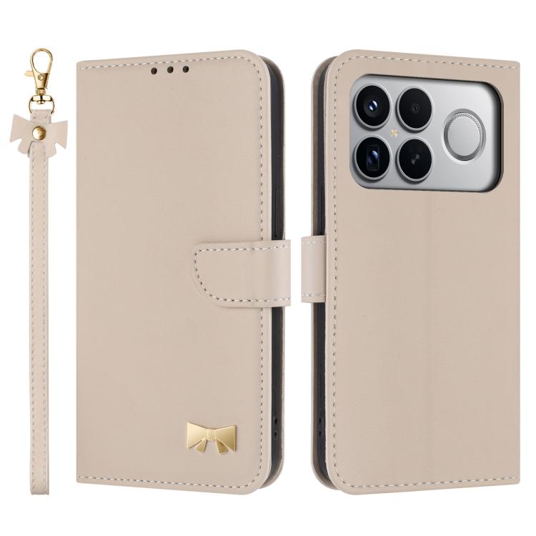 Metal Bow Leather Phone Case with Hand Strap, For Redmi 15a 5G Global, For Redmi Turbo 5 Max 5G / Poco X8 Pro Max 5G, For Redmi Turbo 5 5G / Poco X8 Pro 5G, For Redmi K90 Pro Max / Poco F8 Ultra, For Redmi Note 15 Pro 4G Global 163.2mm                 ...