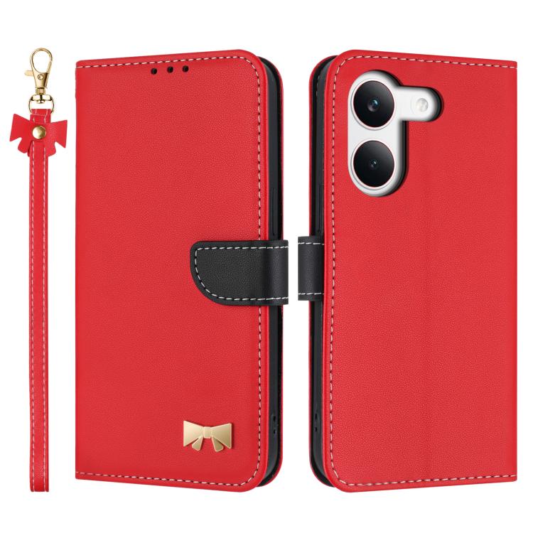 Metal Bow Leather Phone Case with Hand Strap, For Redmi 15a 5G Global, For Redmi Turbo 5 Max 5G / Poco X8 Pro Max 5G, For Redmi Turbo 5 5G / Poco X8 Pro 5G, For Redmi K90 Pro Max / Poco F8 Ultra, For Redmi Note 15 Pro 4G Global 163.2mm                 ...
