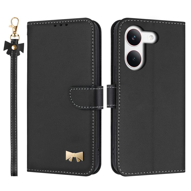 Metal Bow Leather Phone Case with Hand Strap, For Redmi 15a 5G Global, For Redmi Turbo 5 Max 5G / Poco X8 Pro Max 5G, For Redmi Turbo 5 5G / Poco X8 Pro 5G, For Redmi K90 Pro Max / Poco F8 Ultra, For Redmi Note 15 Pro 4G Global 163.2mm                 ...