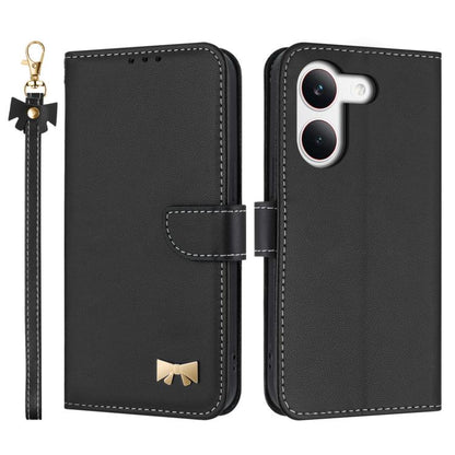 Metal Bow Leather Phone Case with Hand Strap, For Redmi 15a 5G Global, For Redmi Turbo 5 Max 5G / Poco X8 Pro Max 5G, For Redmi Turbo 5 5G / Poco X8 Pro 5G, For Redmi K90 Pro Max / Poco F8 Ultra, For Redmi Note 15 Pro 4G Global 163.2mm                 ...