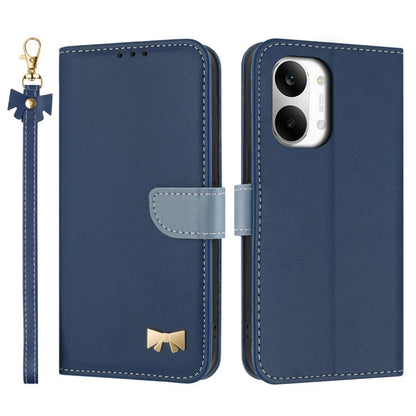 Metal Bow Leather Phone Case with Hand Strap, For Redmi 15a 5G Global, For Redmi Turbo 5 Max 5G / Poco X8 Pro Max 5G, For Redmi Turbo 5 5G / Poco X8 Pro 5G, For Redmi K90 Pro Max / Poco F8 Ultra, For Redmi Note 15 Pro 4G Global 163.2mm                 ...
