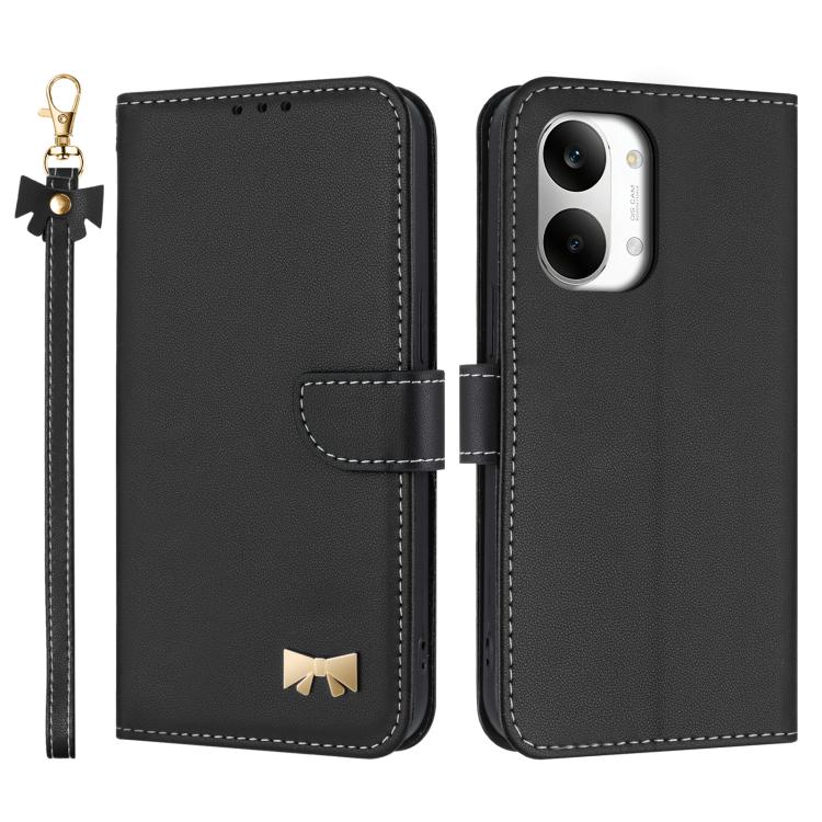 Metal Bow Leather Phone Case with Hand Strap, For Redmi 15a 5G Global, For Redmi Turbo 5 Max 5G / Poco X8 Pro Max 5G, For Redmi Turbo 5 5G / Poco X8 Pro 5G, For Redmi K90 Pro Max / Poco F8 Ultra, For Redmi Note 15 Pro 4G Global 163.2mm                 ...