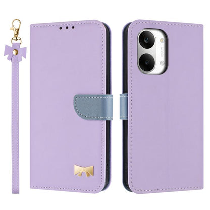 Metal Bow Leather Phone Case with Hand Strap, For Redmi 15a 5G Global, For Redmi Turbo 5 Max 5G / Poco X8 Pro Max 5G, For Redmi Turbo 5 5G / Poco X8 Pro 5G, For Redmi K90 Pro Max / Poco F8 Ultra, For Redmi Note 15 Pro 4G Global 163.2mm                 ...