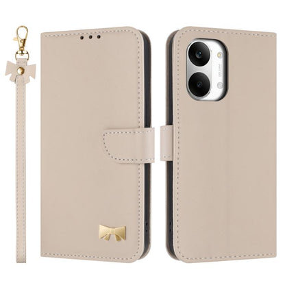 Metal Bow Leather Phone Case with Hand Strap, For Redmi 15a 5G Global, For Redmi Turbo 5 Max 5G / Poco X8 Pro Max 5G, For Redmi Turbo 5 5G / Poco X8 Pro 5G, For Redmi K90 Pro Max / Poco F8 Ultra, For Redmi Note 15 Pro 4G Global 163.2mm                 ...