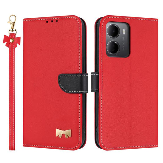 Metal Bow Leather Phone Case with Hand Strap, For Redmi 15a 5G Global, For Redmi Turbo 5 Max 5G / Poco X8 Pro Max 5G, For Redmi Turbo 5 5G / Poco X8 Pro 5G, For Redmi K90 Pro Max / Poco F8 Ultra, For Redmi Note 15 Pro 4G Global 163.2mm