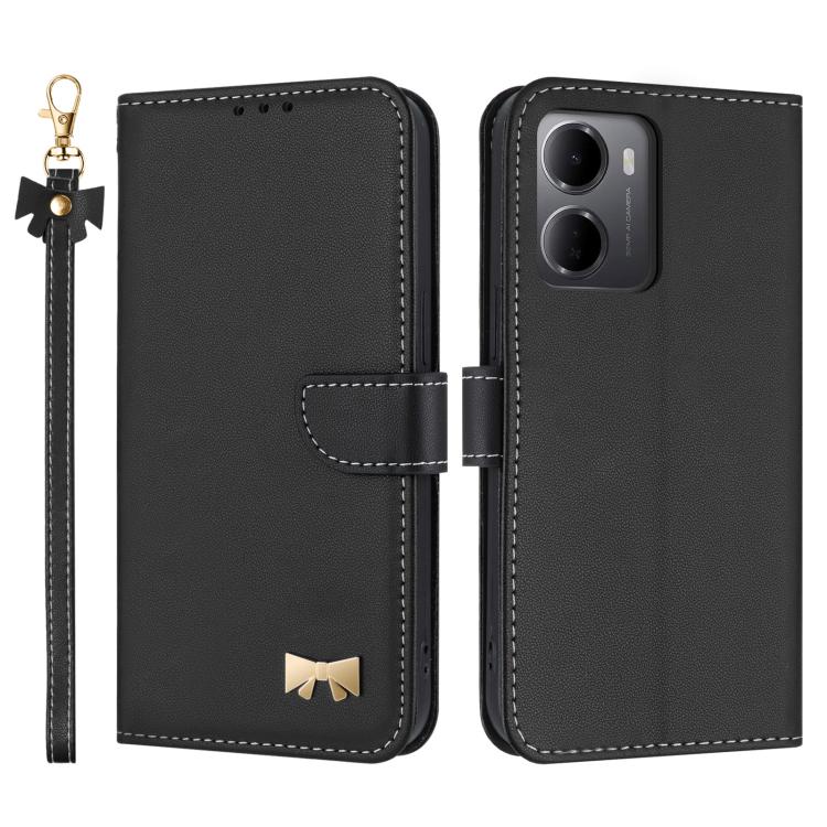 Metal Bow Leather Phone Case with Hand Strap, For Redmi Note 17 4G / 5G Global 171mm, For Redmi Note 17 Pro+ 5G Global 163mm, For Redmi 15a 5G Global, For Redmi Turbo 5 Max 5G / Poco X8 Pro Max 5G, For Redmi Turbo 5 5G / Poco X8 Pro 5G                 ...