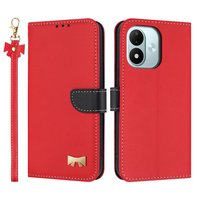 Metal Bow Leather Phone Case with Hand Strap, For Redmi Note 17 4G / 5G Global 171mm, For Redmi Note 17 Pro+ 5G Global 163mm, For Redmi 15a 5G Global, For Redmi Turbo 5 Max 5G / Poco X8 Pro Max 5G, For Redmi Turbo 5 5G / Poco X8 Pro 5G                 ...
