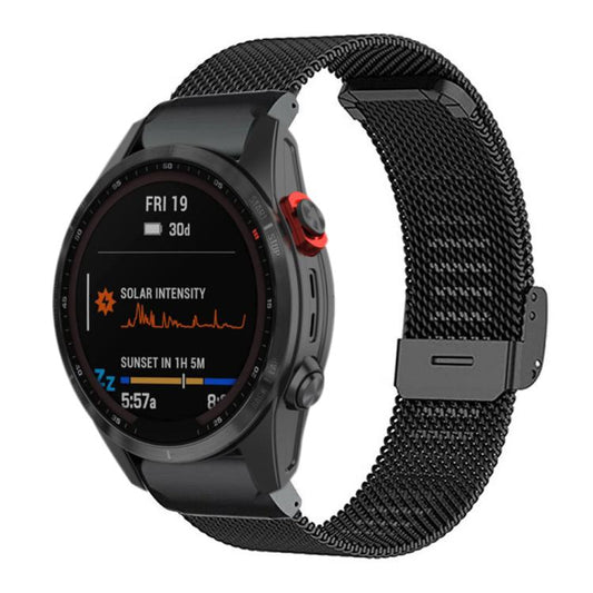 xDfind Milanese Metal Buckle Watch Band, For Garmin Fenix 8/7X/6X/5X 26mm, For Garmin Fenix 8/7/6/5 22mm, For Garmin Fenix 8/7S/6S/5S 20mm, For Garmin Forerunner 45/45S/Swim2 18mm, For Garmin Forerunner 220/735/735XT/230/235 20mm