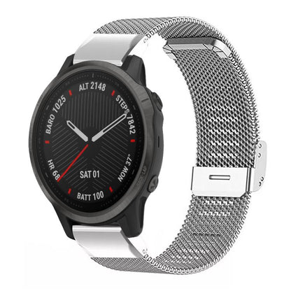 xDfind Milanese Metal Buckle Watch Band, For Garmin Fenix 8/7X/6X/5X 26mm, For Garmin Fenix 8/7/6/5 22mm, For Garmin Fenix 8/7S/6S/5S 20mm, For Garmin Forerunner 45/45S/Swim2 18mm, For Garmin Forerunner 220/735/735XT/230/235 20mm                       ...