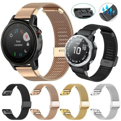 xDfind Milanese Metal Buckle Watch Band, For Garmin Fenix 8/7X/6X/5X 26mm, For Garmin Fenix 8/7/6/5 22mm, For Garmin Fenix 8/7S/6S/5S 20mm, For Garmin Forerunner 45/45S/Swim2 18mm, For Garmin Forerunner 220/735/735XT/230/235 20mm                       ...