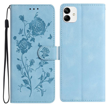 Rose Flower Embossing Pattern Leather Phone Case, For Samsung Galaxy A15, For Samsung Galaxy A35, For Samsung Galaxy A05, For Samsung Galaxy A05S, For Samsung Galaxy A24, For Samsung Galaxy A14, For Samsung Galaxy A34, For Samsung Galaxy A54�����������...