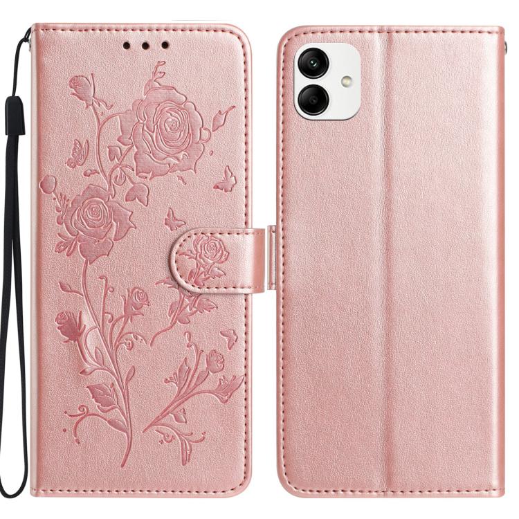 Rose Flower Embossing Pattern Leather Phone Case, For Samsung Galaxy A15, For Samsung Galaxy A35, For Samsung Galaxy A05, For Samsung Galaxy A05S, For Samsung Galaxy A24, For Samsung Galaxy A14, For Samsung Galaxy A34, For Samsung Galaxy A54�����������...