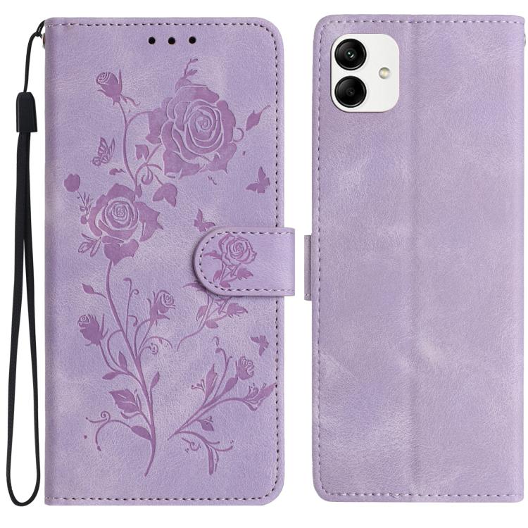 Rose Flower Embossing Pattern Leather Phone Case, For Samsung Galaxy A15, For Samsung Galaxy A35, For Samsung Galaxy A05, For Samsung Galaxy A05S, For Samsung Galaxy A24, For Samsung Galaxy A14, For Samsung Galaxy A34, For Samsung Galaxy A54�����������...