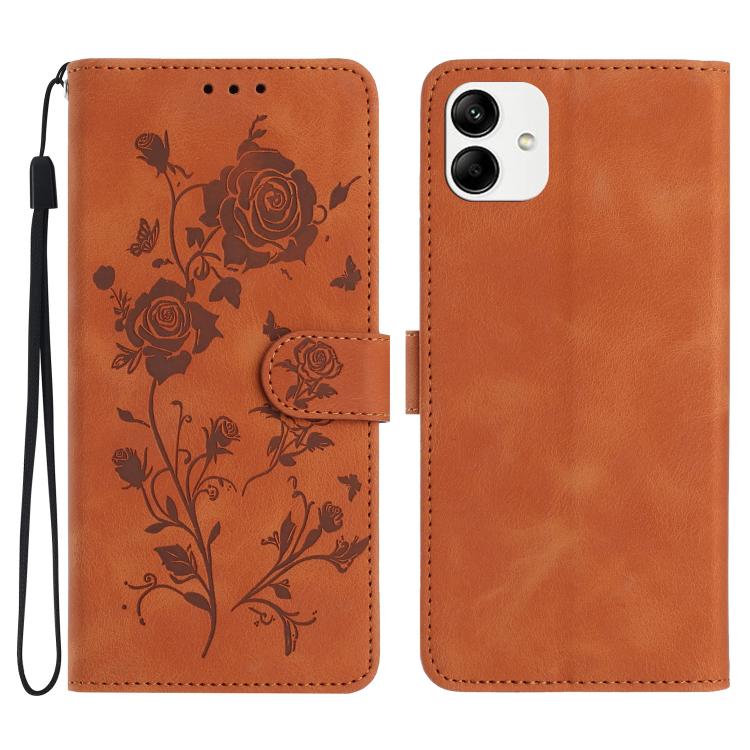 Rose Flower Embossing Pattern Leather Phone Case, For Samsung Galaxy A15, For Samsung Galaxy A35, For Samsung Galaxy A05, For Samsung Galaxy A05S, For Samsung Galaxy A24, For Samsung Galaxy A14, For Samsung Galaxy A34, For Samsung Galaxy A54�����������...