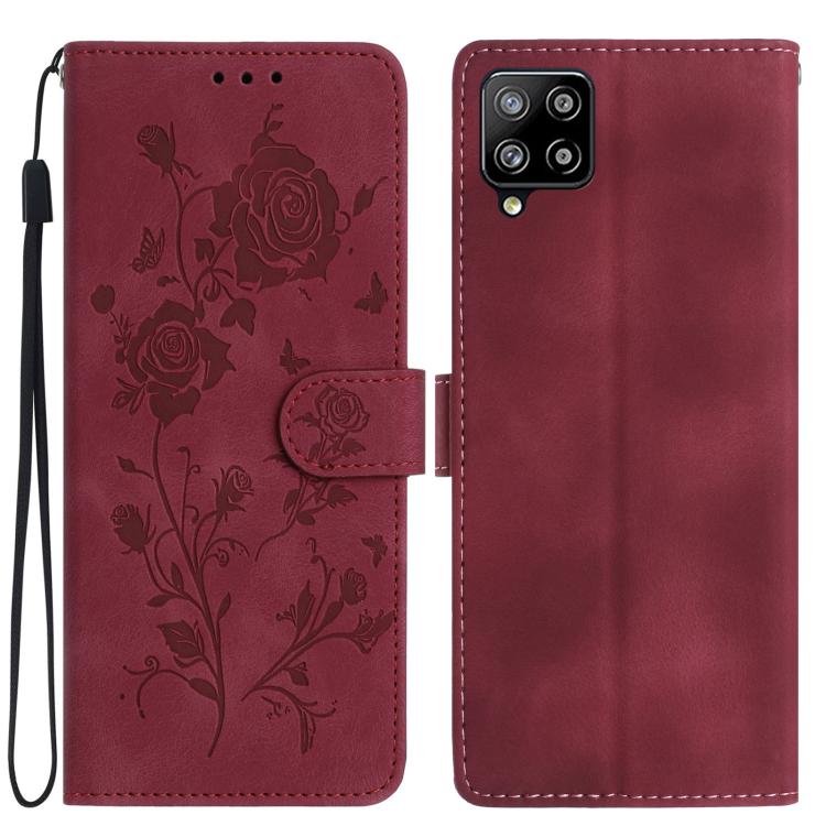 Rose Flower Embossing Pattern Leather Phone Case, For Samsung Galaxy A22, For Samsung Galaxy A22 5G, For Samsung Galaxy A32, For Samsung Galaxy A72, For Samsung Galaxy A52, For Samsung Galaxy A32 5G, For Samsung Galaxy A02S 164mm US��������������������...