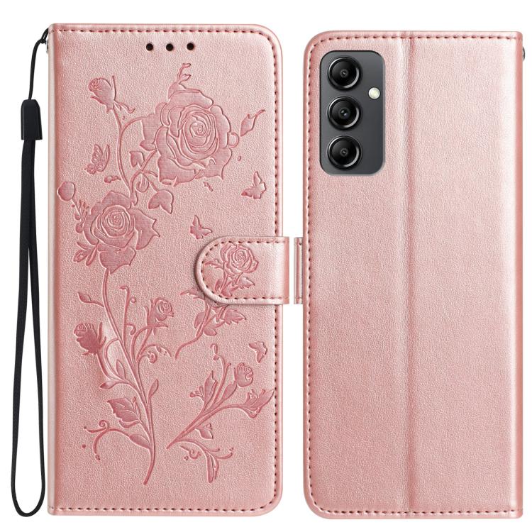 Rose Flower Embossing Pattern Leather Phone Case, For Samsung Galaxy A15, For Samsung Galaxy A35, For Samsung Galaxy A05, For Samsung Galaxy A05S, For Samsung Galaxy A24, For Samsung Galaxy A14, For Samsung Galaxy A34, For Samsung Galaxy A54�����������...
