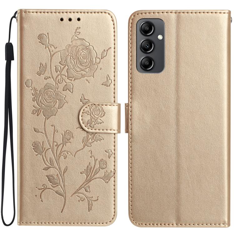Rose Flower Embossing Pattern Leather Phone Case, For Samsung Galaxy A15, For Samsung Galaxy A35, For Samsung Galaxy A05, For Samsung Galaxy A05S, For Samsung Galaxy A24, For Samsung Galaxy A14, For Samsung Galaxy A34, For Samsung Galaxy A54�����������...