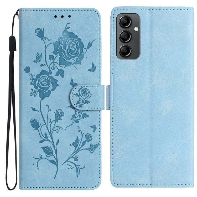 Rose Flower Embossing Pattern Leather Phone Case, For Samsung Galaxy A15, For Samsung Galaxy A35, For Samsung Galaxy A05, For Samsung Galaxy A05S, For Samsung Galaxy A24, For Samsung Galaxy A14, For Samsung Galaxy A34, For Samsung Galaxy A54�����������...