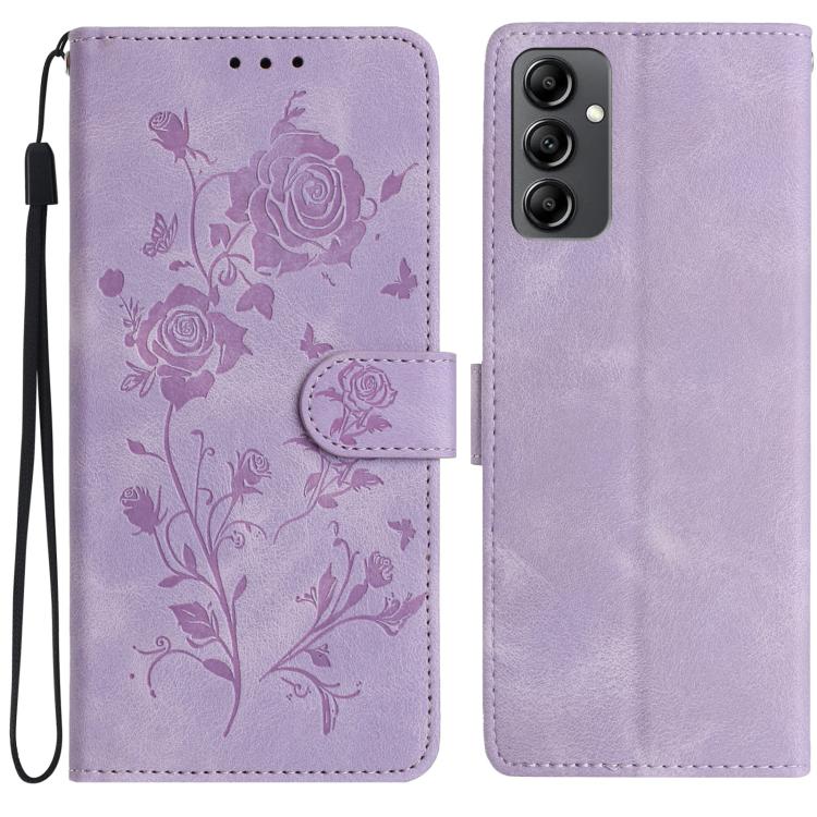 Rose Flower Embossing Pattern Leather Phone Case, For Samsung Galaxy A15, For Samsung Galaxy A35, For Samsung Galaxy A05, For Samsung Galaxy A05S, For Samsung Galaxy A24, For Samsung Galaxy A14, For Samsung Galaxy A34, For Samsung Galaxy A54�����������...