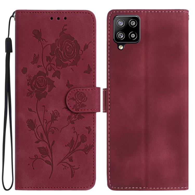 Rose Flower Embossing Pattern Leather Phone Case, For Samsung Galaxy A22, For Samsung Galaxy A22 5G, For Samsung Galaxy A32, For Samsung Galaxy A72, For Samsung Galaxy A52, For Samsung Galaxy A32 5G, For Samsung Galaxy A02S 164mm US��������������������...