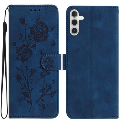 Rose Flower Embossing Pattern Leather Phone Case, For Samsung Galaxy A15, For Samsung Galaxy A35, For Samsung Galaxy A05, For Samsung Galaxy A05S, For Samsung Galaxy A24, For Samsung Galaxy A14, For Samsung Galaxy A34, For Samsung Galaxy A54�����������...