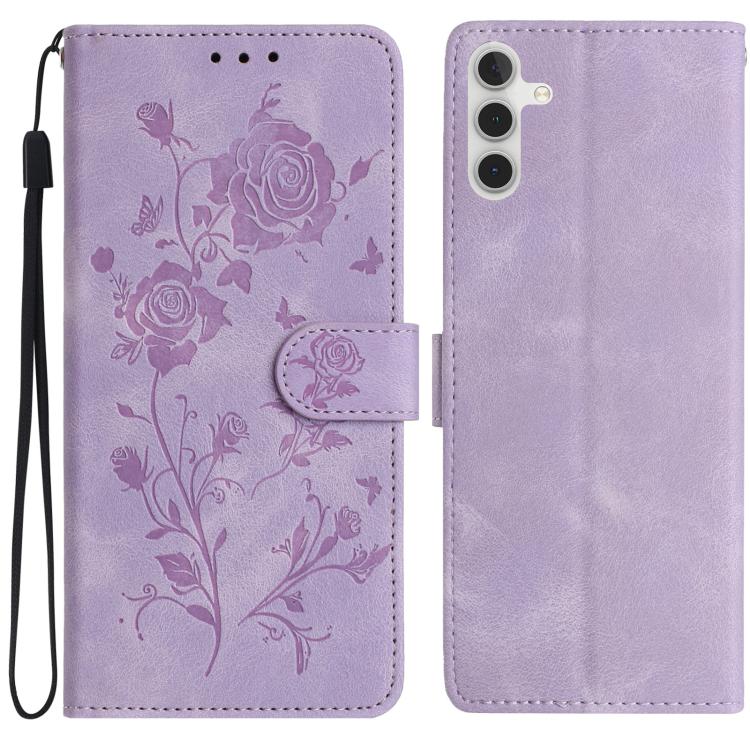 Rose Flower Embossing Pattern Leather Phone Case, For Samsung Galaxy A16, For Samsung Galaxy A25, For Samsung Galaxy A15, For Samsung Galaxy A35, For Samsung Galaxy A05, For Samsung Galaxy A05S, For Samsung Galaxy A24, For Samsung Galaxy A14           ...