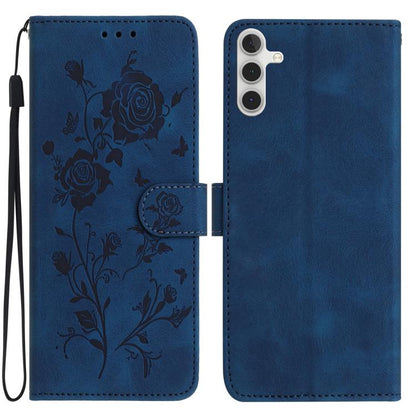 Rose Flower Embossing Pattern Leather Phone Case, For Samsung Galaxy A15, For Samsung Galaxy A35, For Samsung Galaxy A05, For Samsung Galaxy A05S, For Samsung Galaxy A24, For Samsung Galaxy A14, For Samsung Galaxy A34, For Samsung Galaxy A54�����������...