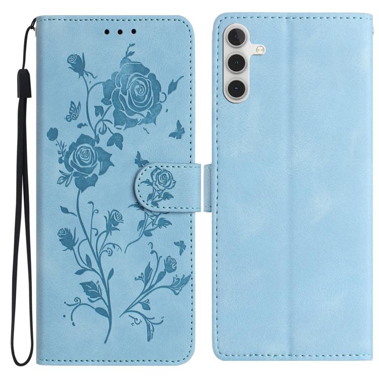 Rose Flower Embossing Pattern Leather Phone Case, For Samsung Galaxy A15, For Samsung Galaxy A35, For Samsung Galaxy A05, For Samsung Galaxy A05S, For Samsung Galaxy A24, For Samsung Galaxy A14, For Samsung Galaxy A34, For Samsung Galaxy A54�����������...