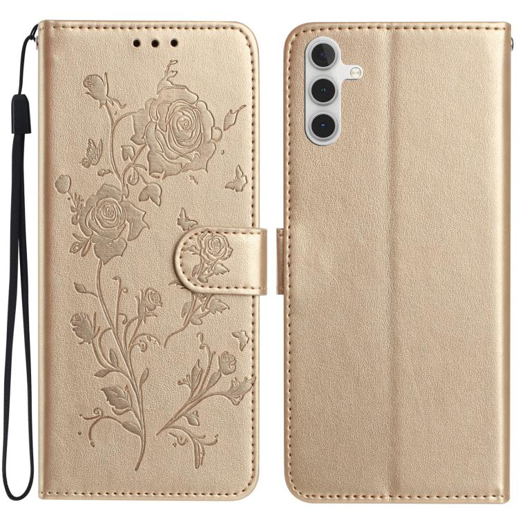 Rose Flower Embossing Pattern Leather Phone Case, For Samsung Galaxy A15, For Samsung Galaxy A35, For Samsung Galaxy A05, For Samsung Galaxy A05S, For Samsung Galaxy A24, For Samsung Galaxy A14, For Samsung Galaxy A34, For Samsung Galaxy A54�����������...