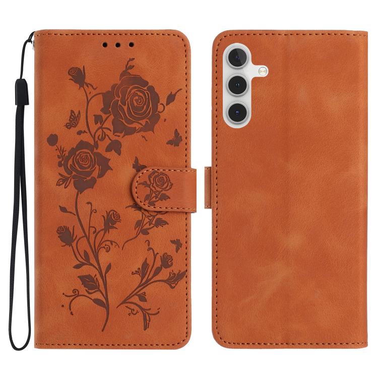 Rose Flower Embossing Pattern Leather Phone Case, For Samsung Galaxy A15, For Samsung Galaxy A35, For Samsung Galaxy A05, For Samsung Galaxy A05S, For Samsung Galaxy A24, For Samsung Galaxy A14, For Samsung Galaxy A34, For Samsung Galaxy A54�����������...