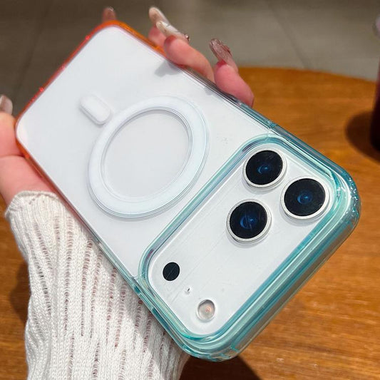 Contrast Color Gradient Transparent MagSafe Phone Case, For iPhone 18 Pro, For iPhone 18 Pro Max, For iPhone 17 Pro Max, For iPhone 17 Pro, For iPhone 17, For iPhone 17 Air, For iPhone 16 Pro Max, For iPhone 16 Pro, For iPhone 16 Plus, For iPhone 16