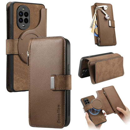CaseNeo MagSafe RFID Anti-theft Zipper Wallet Retro Leather Phone Case, For Huawei Pura 90 5G, For Huawei Mate 70 Air 5G, For Huawei Pura 80 Ultra 5G, For Huawei Pura 80 Pro / 80 Pro+ 5G, For Huawei Pura 80 5G, For Huawei nova 14 Pro, For Huawei nova 1...