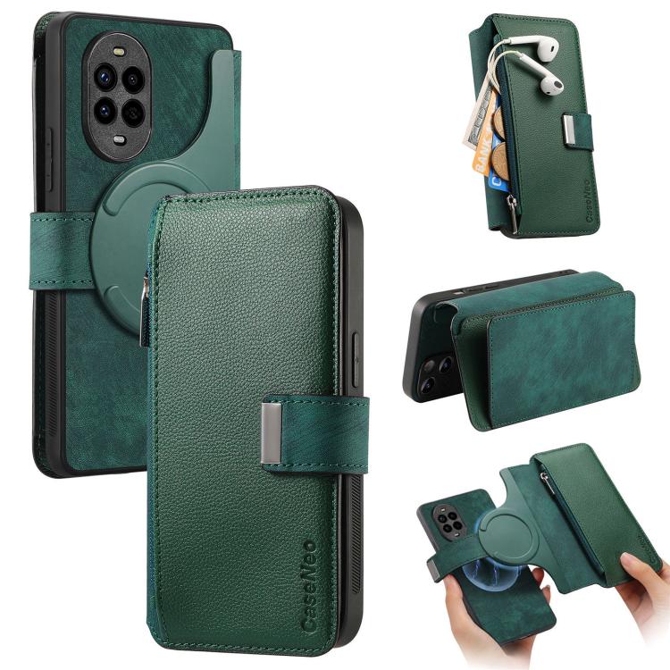 CaseNeo MagSafe RFID Anti-theft Zipper Wallet Retro Leather Phone Case, For Huawei Pura 90 5G, For Huawei Mate 70 Air 5G, For Huawei Pura 80 Ultra 5G, For Huawei Pura 80 Pro / 80 Pro+ 5G, For Huawei Pura 80 5G, For Huawei nova 14 Pro, For Huawei nova 1...