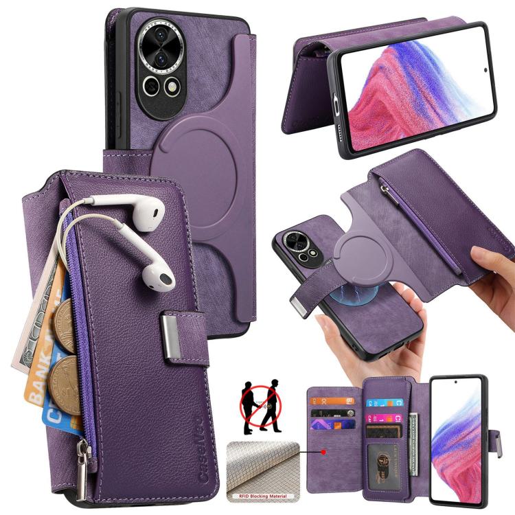 CaseNeo MagSafe RFID Anti-theft Zipper Wallet Retro Leather Phone Case, For Huawei Pura 90 5G, For Huawei Mate 70 Air 5G, For Huawei Pura 80 Ultra 5G, For Huawei Pura 80 Pro / 80 Pro+ 5G, For Huawei Pura 80 5G, For Huawei nova 14 Pro, For Huawei nova 1...