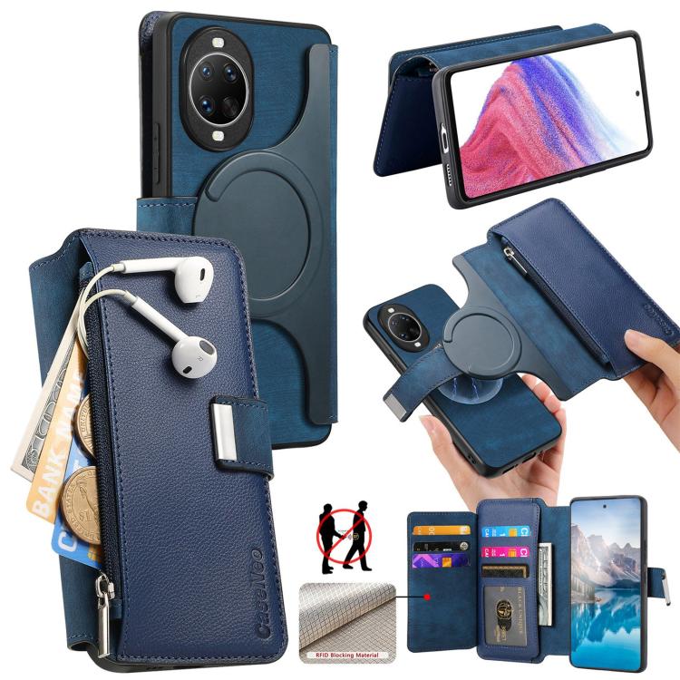 CaseNeo MagSafe RFID Anti-theft Zipper Wallet Retro Leather Phone Case, For Huawei Pura 90 5G, For Huawei Mate 70 Air 5G, For Huawei Pura 80 Ultra 5G, For Huawei Pura 80 Pro / 80 Pro+ 5G, For Huawei Pura 80 5G, For Huawei nova 14 Pro, For Huawei nova 1...