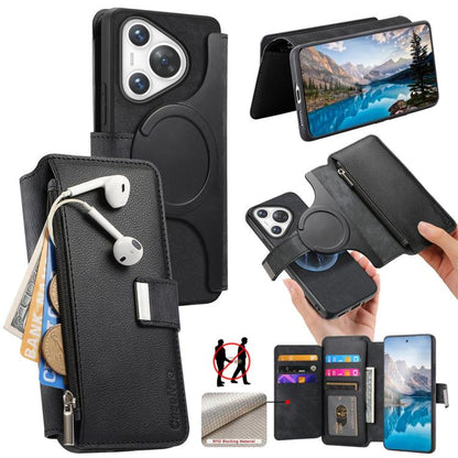 CaseNeo MagSafe RFID Anti-theft Zipper Wallet Retro Leather Phone Case, For Huawei Pura 90 5G, For Huawei Mate 70 Air 5G, For Huawei Pura 80 Ultra 5G, For Huawei Pura 80 Pro / 80 Pro+ 5G, For Huawei Pura 80 5G, For Huawei nova 14 Pro, For Huawei nova 1...